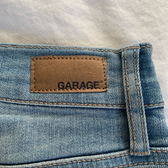 Garage High Waisted Light Wash Denim Shorts - Picture 3 of 5